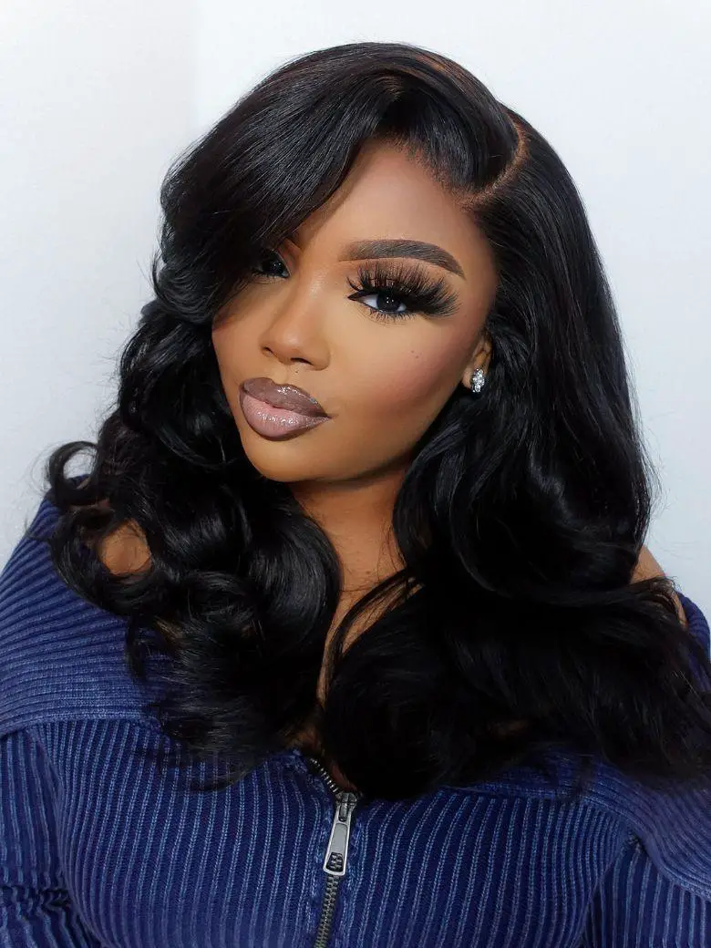 Long Dark Brown Ponytail With Bangs Long Dark Brown Ponytail With Bangs — Simple Side Part Bangs