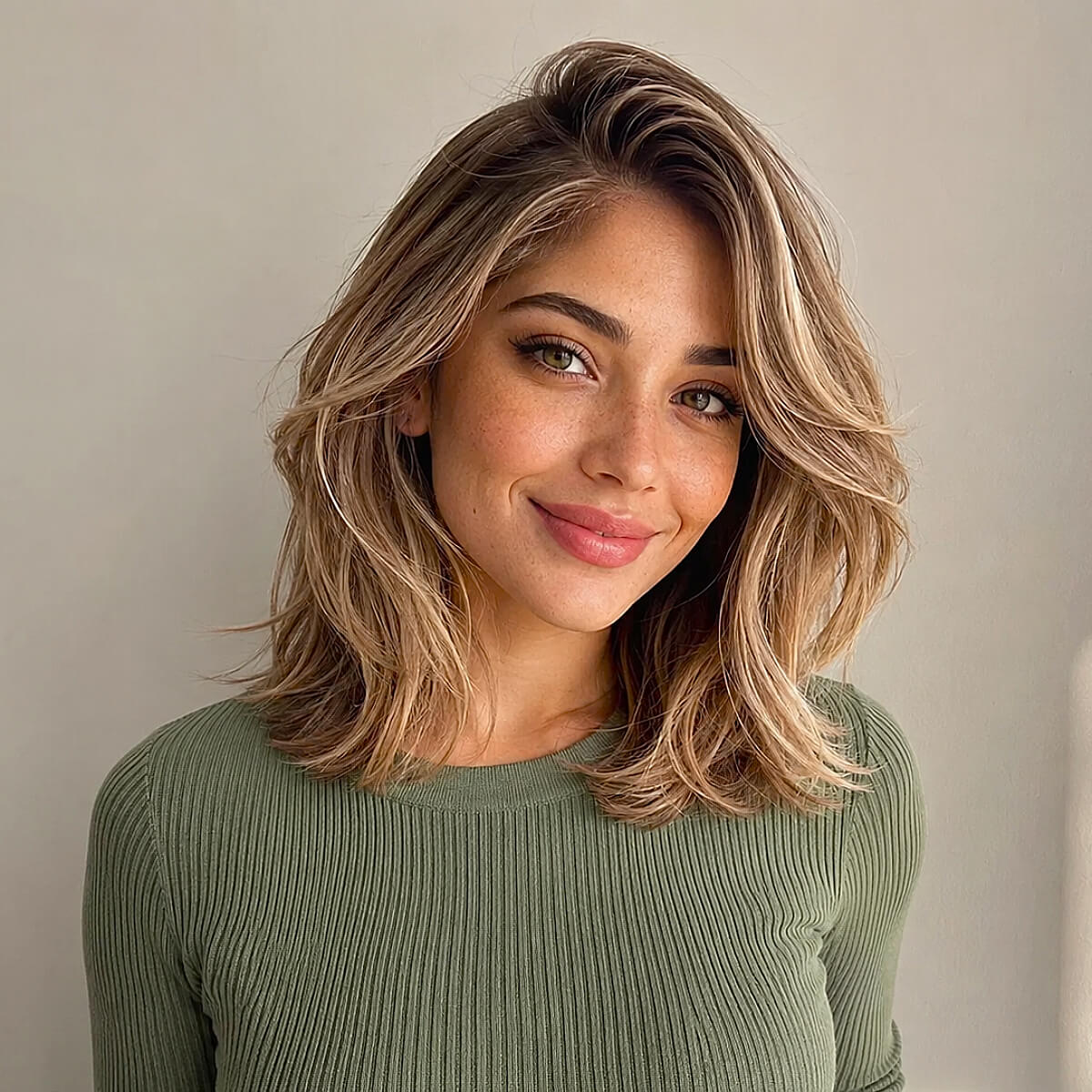 Collarbone Wavy Hair With Side Swept Bangs Collarbone Wavy Hair With Side Swept Bangs — Simple Side Part Bangs