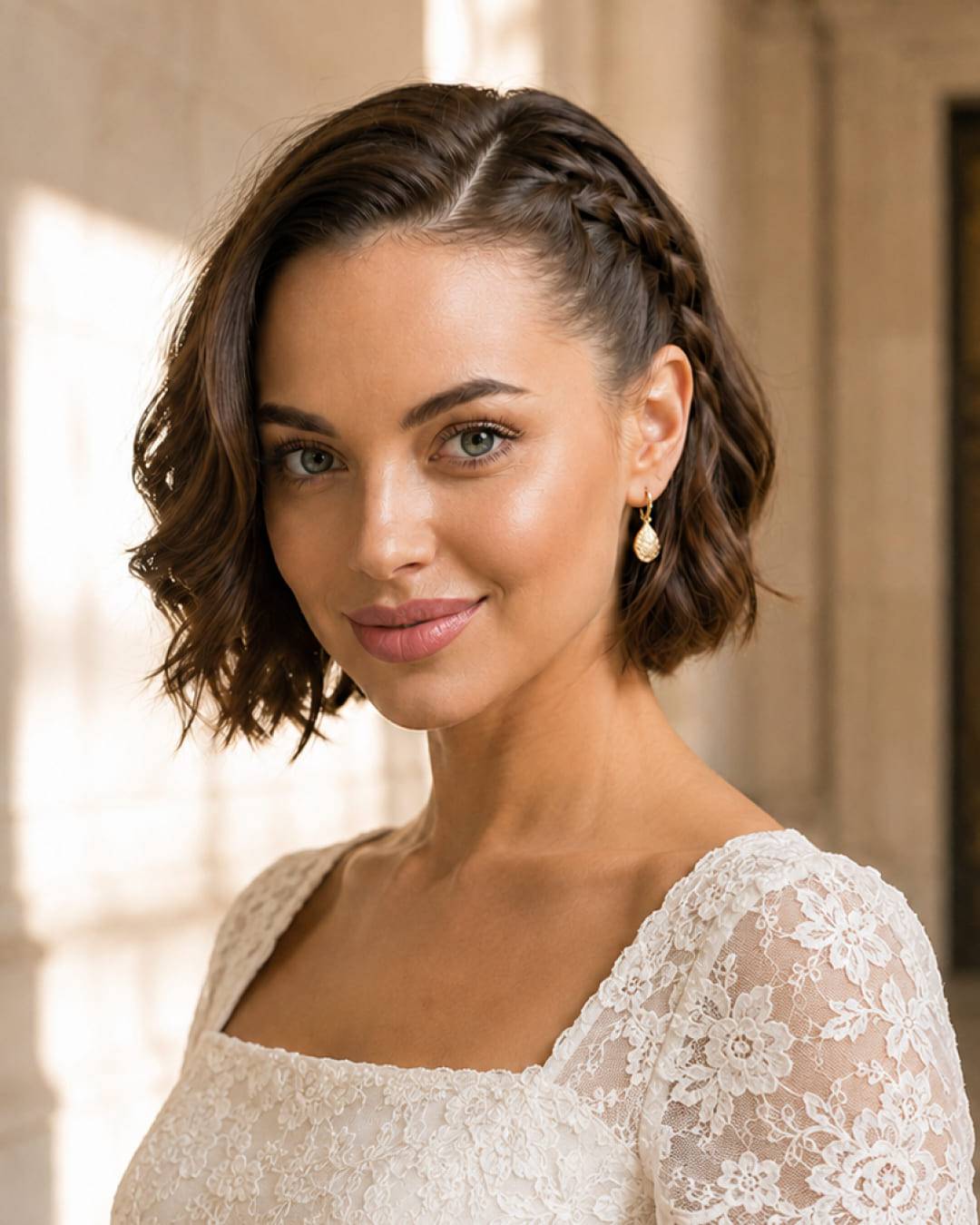 Dark Brown Blunt Bob With Braided Accent Dark Brown Blunt Bob With Braided Accent — Simple Side Part Bob