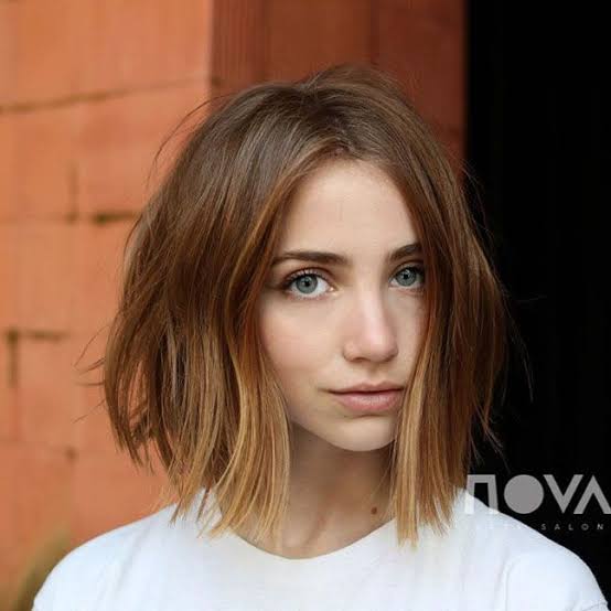 Air-Dried Collarbone Bob With Balayage Air-Dried Collarbone Bob With Balayage — Simple Side Part Bob