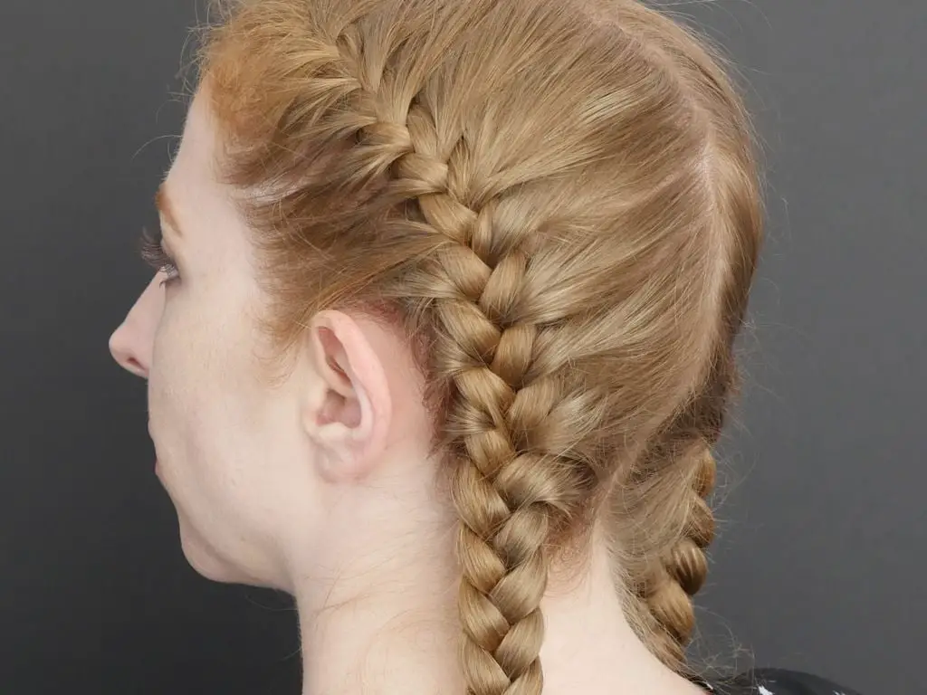 Strawberry Blonde French Braid Collarbone — Simple Side Part Braids