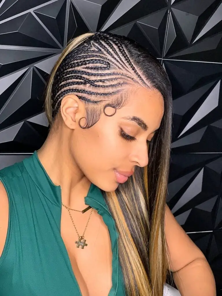 Cornrow Braids With Baby Hairs Dark Brown — Simple Side Part Braids