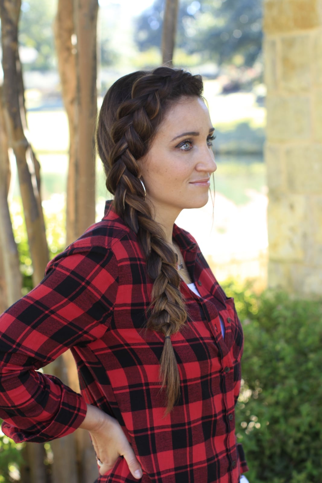 DIY Dark Brown Dutch Braid Mid-Back — Simple Side Part Braids