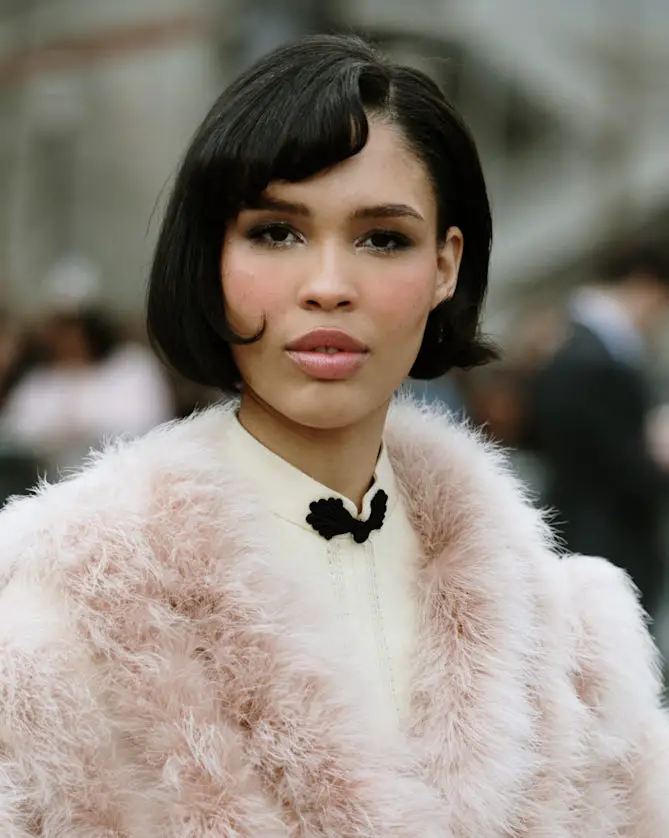 Short Dark Brown Bob With Simple Side Swept Bangs Short Dark Brown Bob With Simple Side Swept Bangs