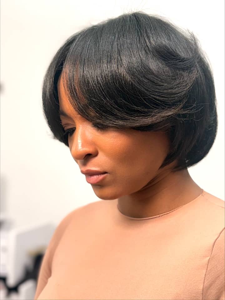 Thick Dark Brown Mid-Back Volume Blowout, Straight — Simple Silk Press Hairstyles
