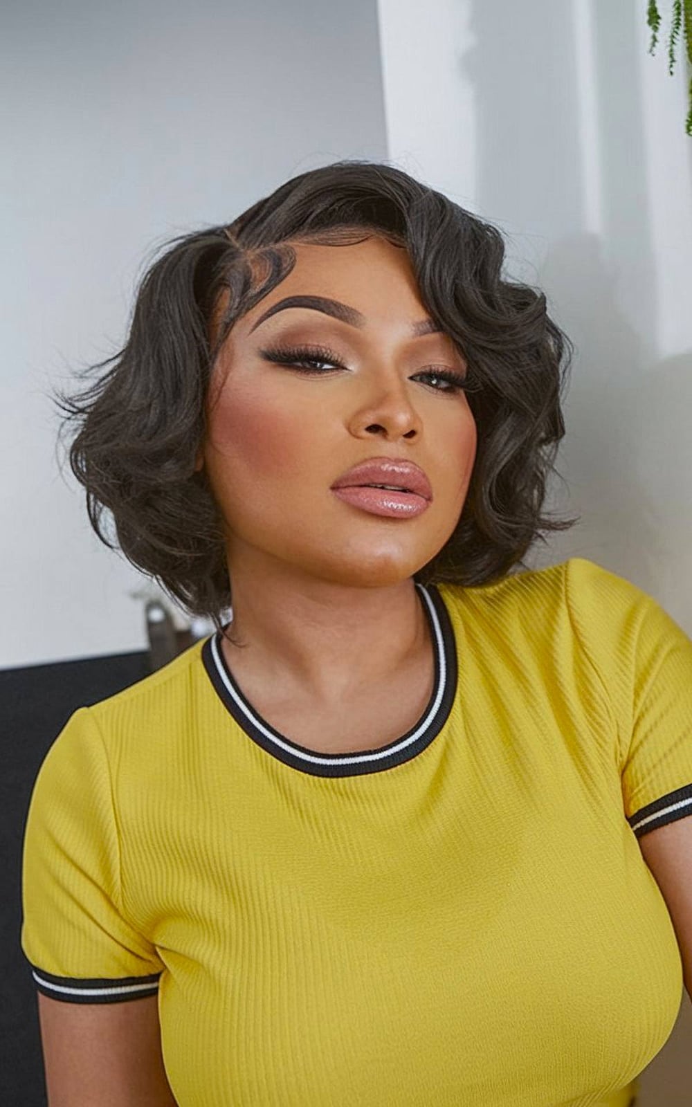 Chin Length Bob Wispy Bangs Soft Waves — Simple Silk Press Hairstyles