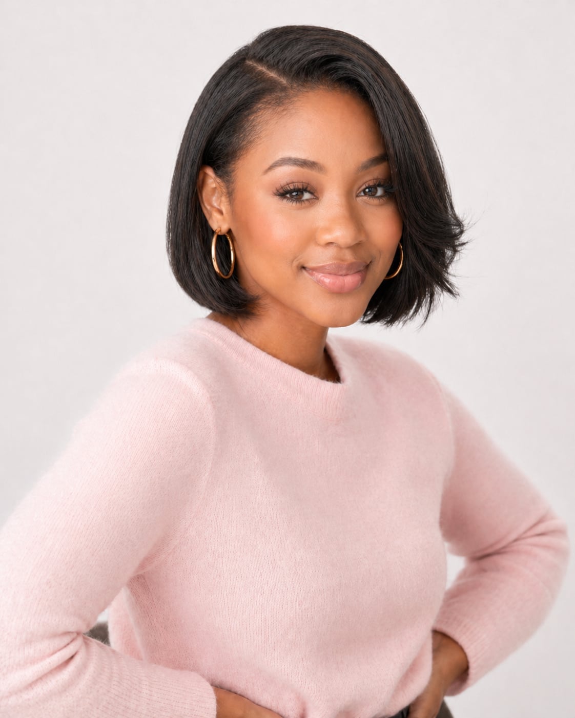 Smooth Black Bob Inward Curves Side Part — Simple Silk Press Hairstyles