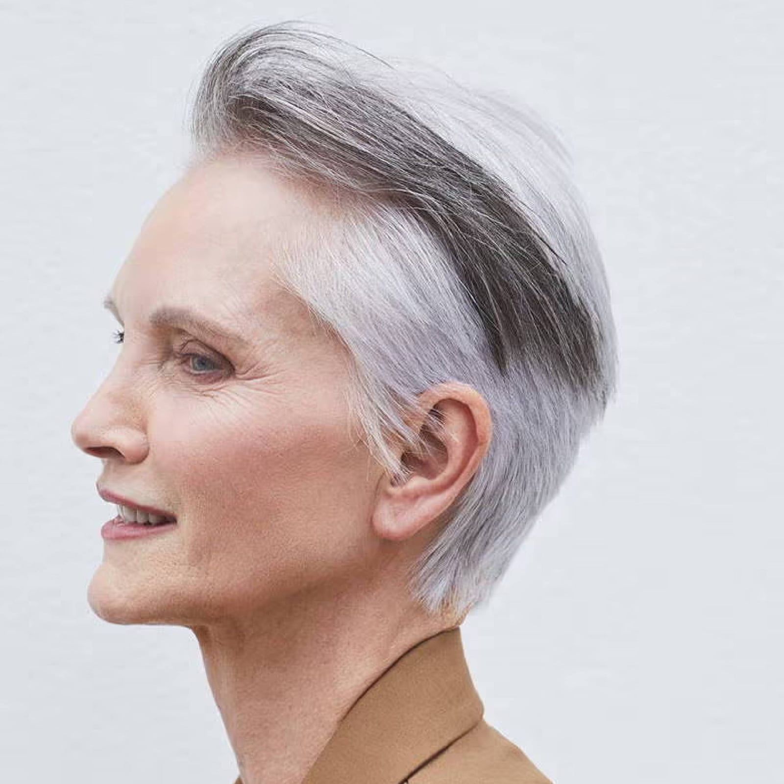 Short Pixie With Slicked Silver Highlights — Simple Silver Highlights