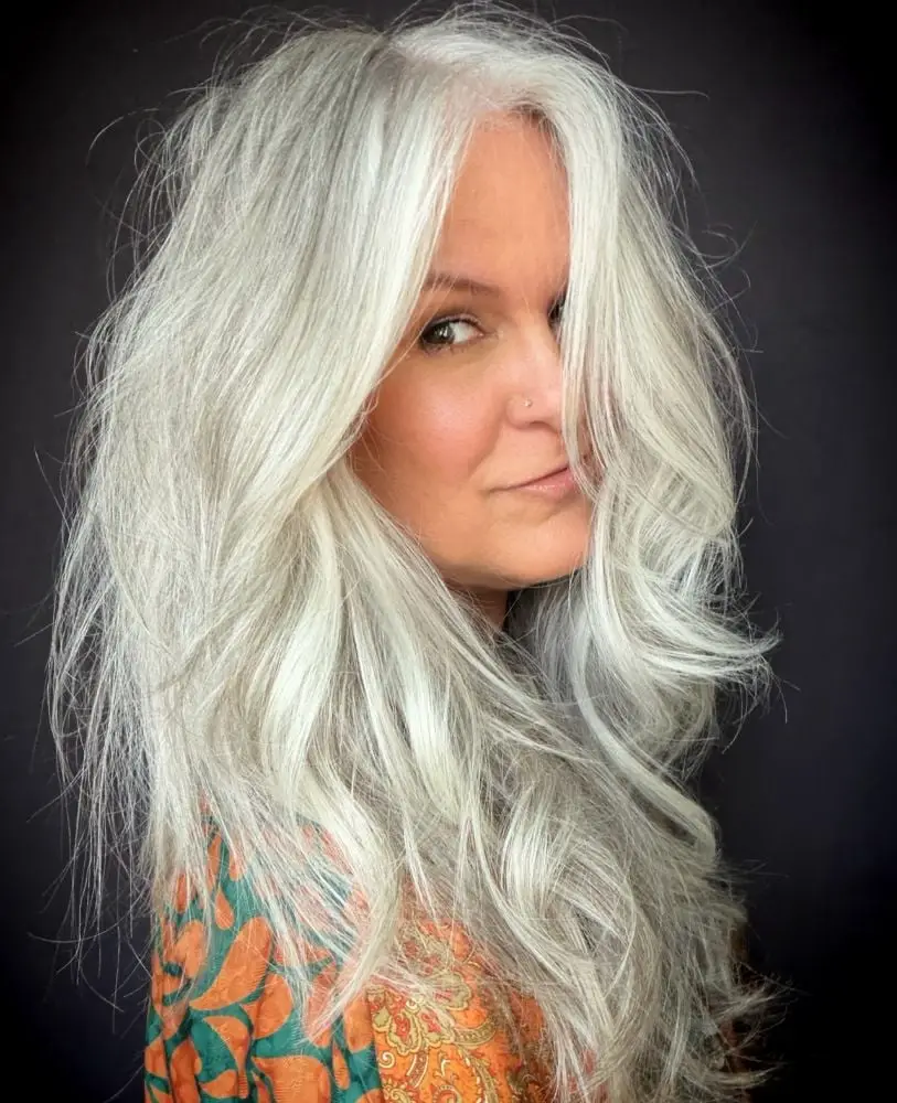 Voluminous Mid-Back Silver With Subtle Highlights — Simple Silver Highlights