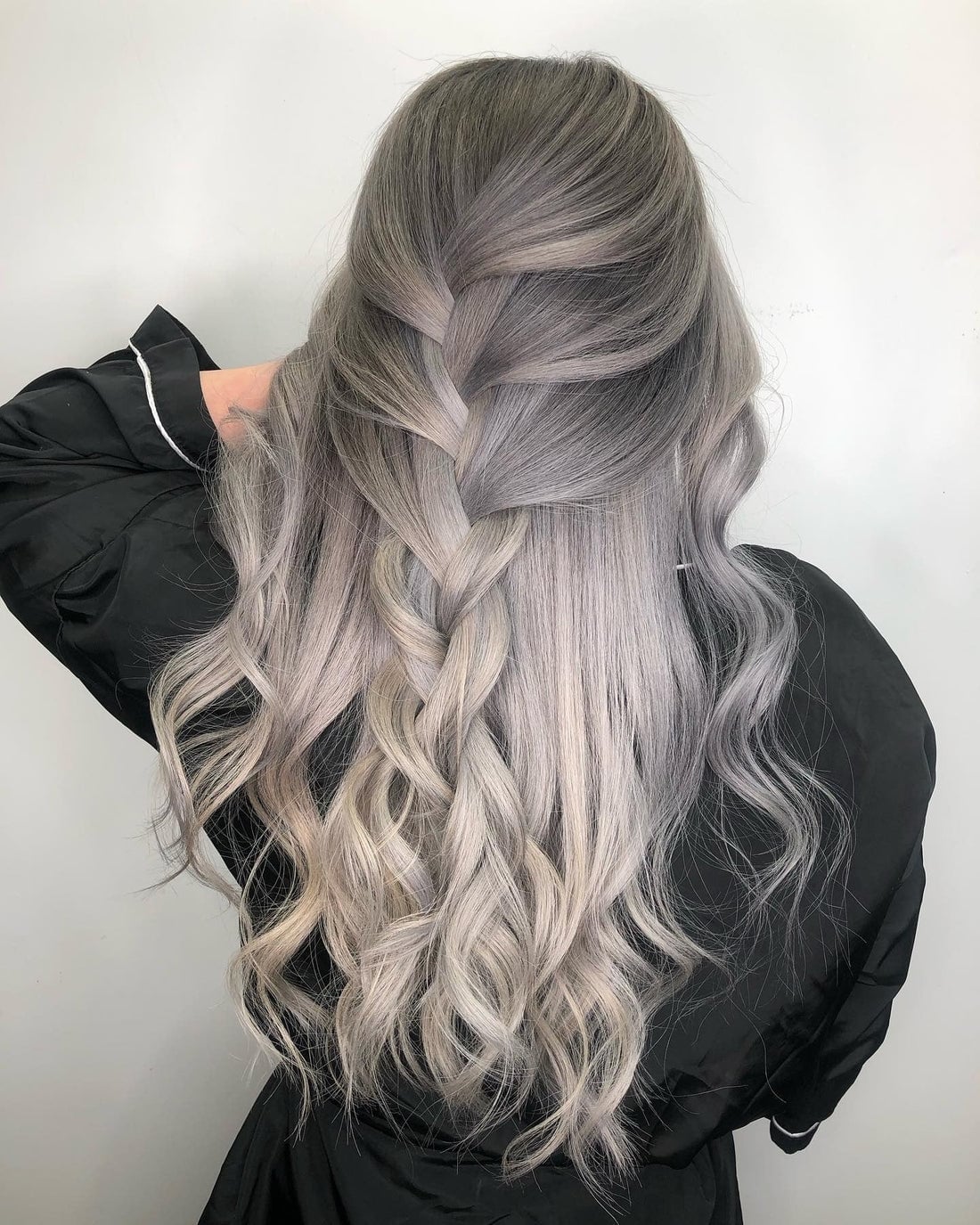 Mid-Back Braid With Silver Highlights — Simple Silver Highlights