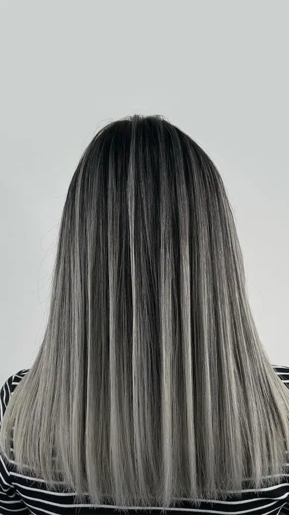 Mid-Back Straight Cut With Sharp Silver — Simple Silver Highlights