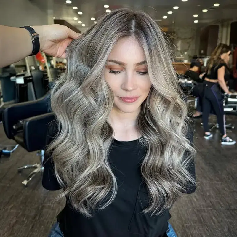 Ash Blonde Highlights With Root Shadow — Simple Silver Highlights