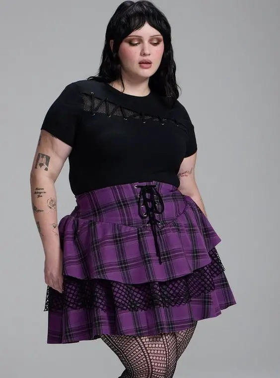 Plaid Ruffled Skirt with Lace Trim Plaid Ruffled Skirt with Lace Trim — Simple Skirt Outfit Plus Size