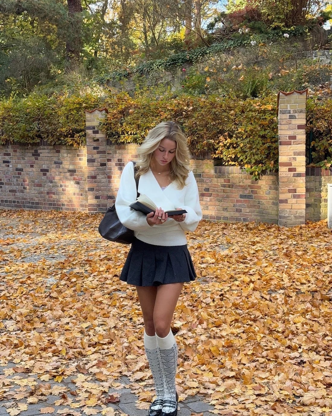 Gray Pleated Skort with Patterned Socks and Loafers Gray Pleated Skort with Patterned Socks and Loafers — Simple Skort Outfits