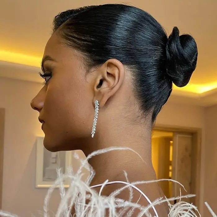 Black Dress with Diamond Jewelry Black Dress with Diamond Jewelry — Simple Slicked Back