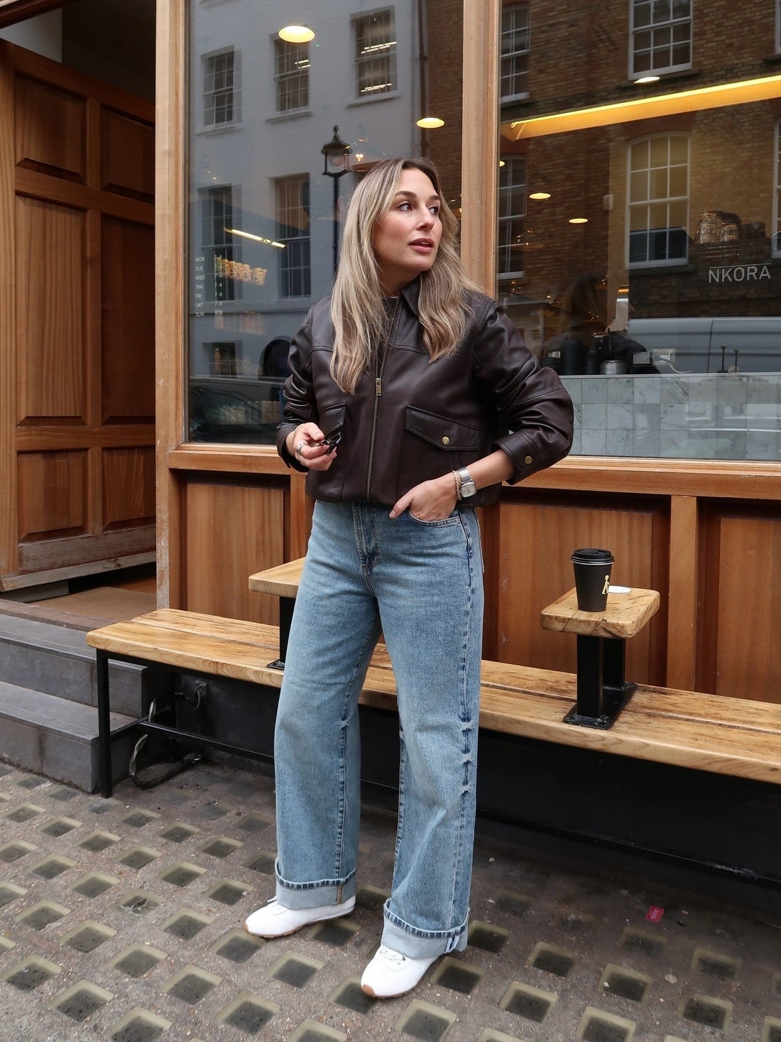 Leather Bomber Jacket Over Denim Shirt and Jeans Leather Bomber Jacket Over Denim Shirt and Jeans — Simple Smart Casual Outfits