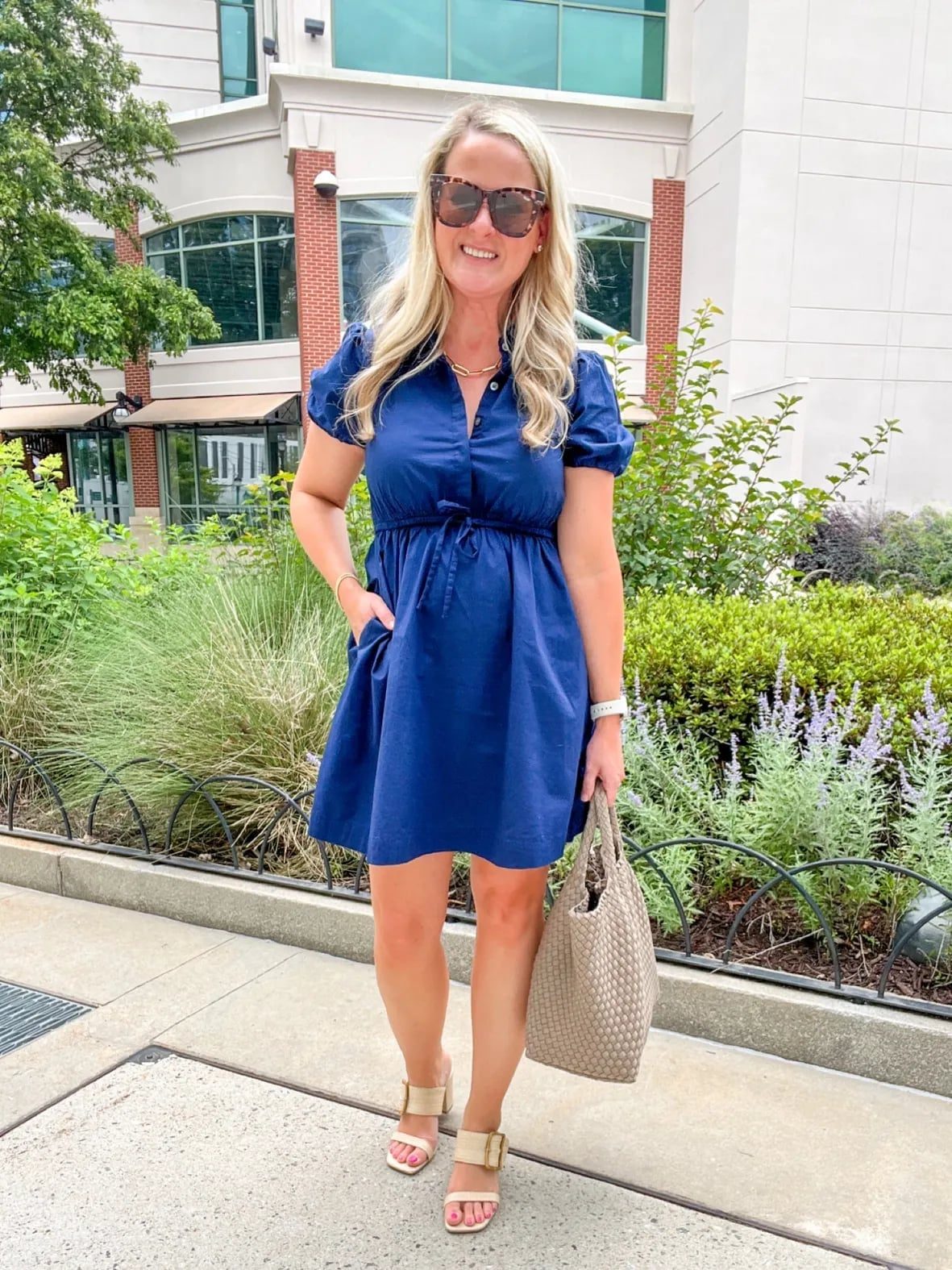 Navy Dress with Drawstring Waist Navy Dress with Drawstring Waist — Simple Smart Casual Outfits