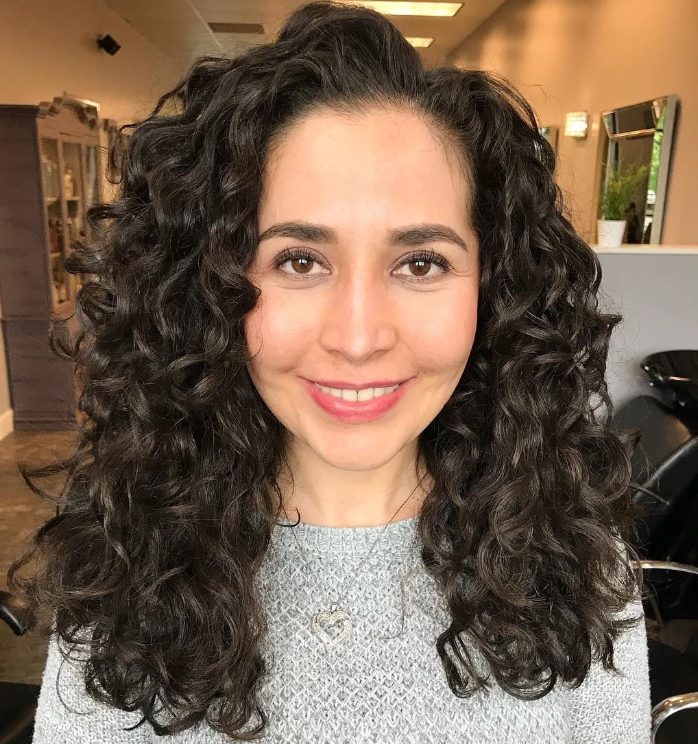 Collarbone Length Dark Brown Defined Curls, Curly Collarbone Length Dark Brown Defined Curls, Curly — Simple Soft Curls