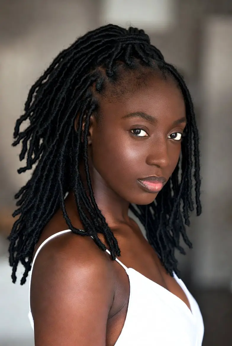 Mid-Back Black Locs High Ponytail Mid-Back Black Locs High Ponytail — Simple Soft Locs Hairstyles