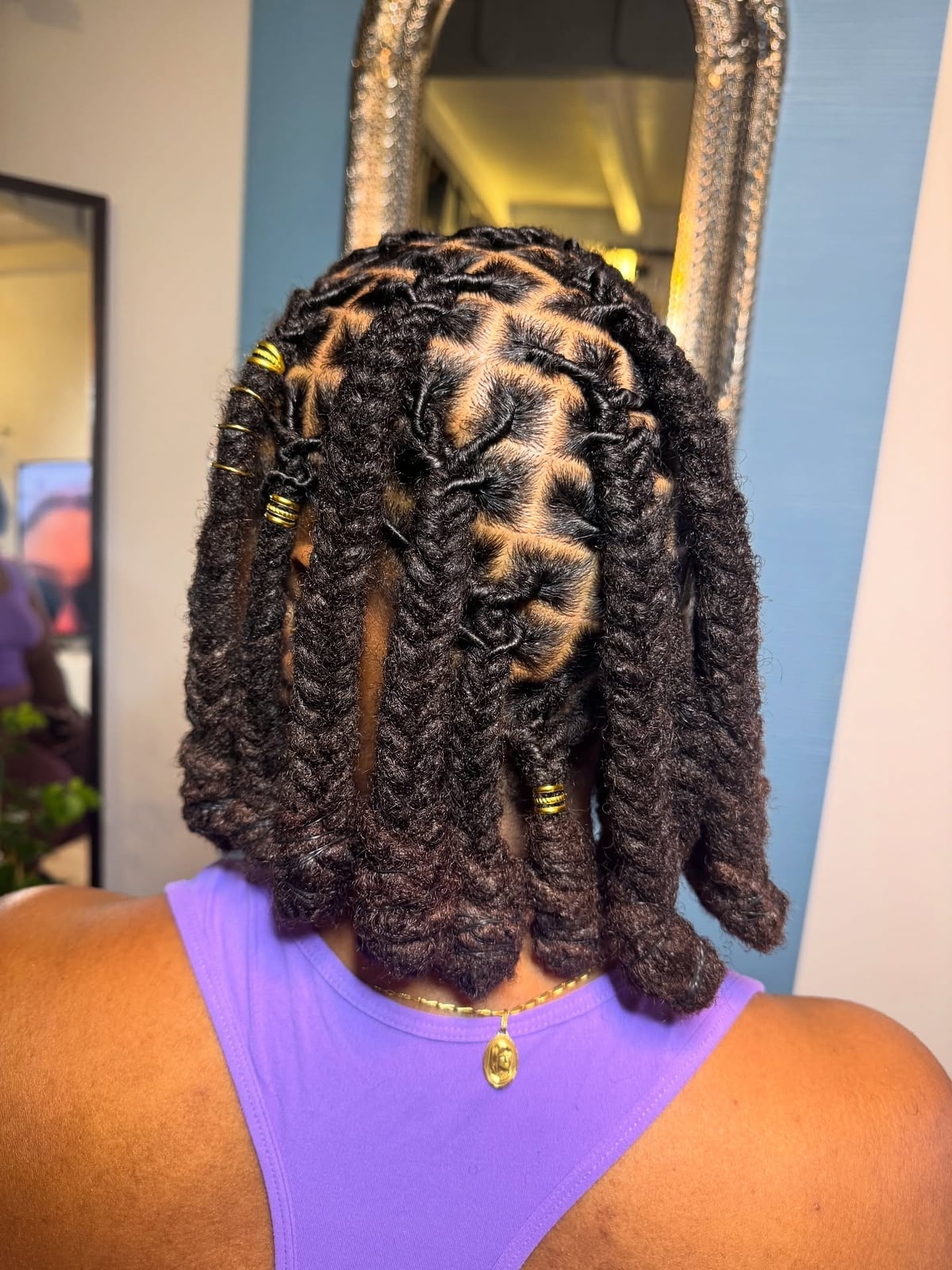 Collarbone Locs Updo With Gold Beads Collarbone Locs Updo With Gold Beads — Simple Soft Locs Hairstyles