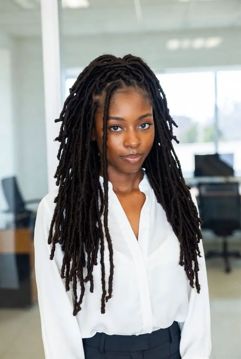 Collarbone Length Black Locs Soft Texture Collarbone Length Black Locs Soft Texture — Simple Soft Locs Hairstyles