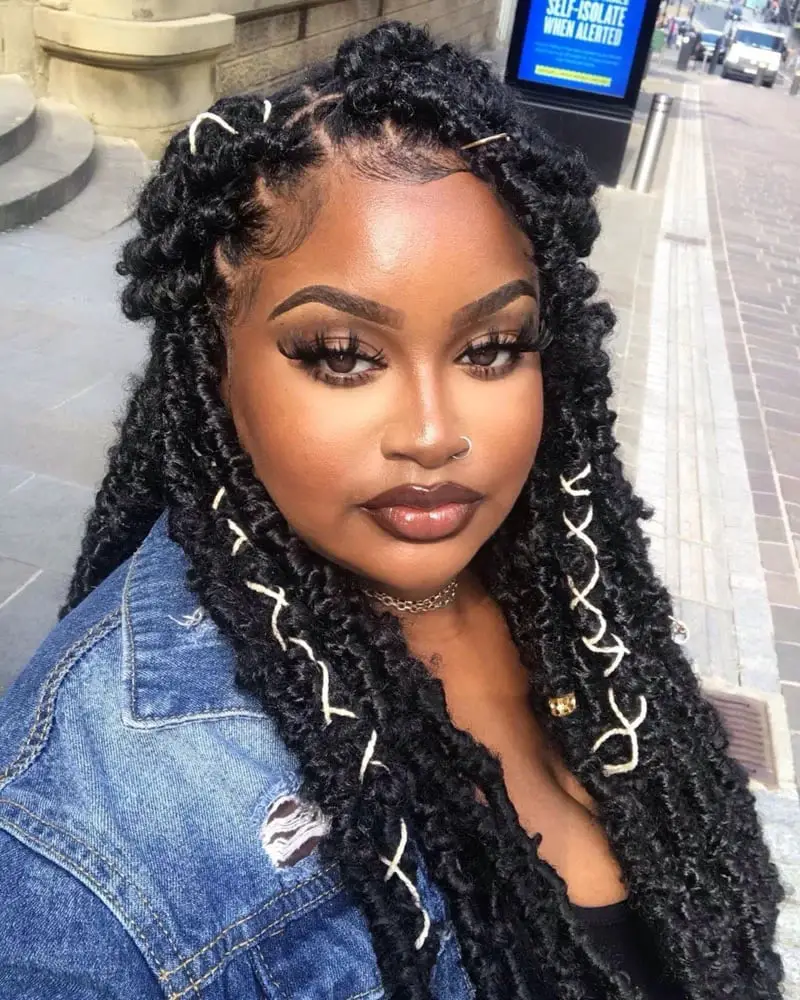 Mid-Back Black Locs With String Accents Mid-Back Black Locs With String Accents — Simple Soft Locs Hairstyles