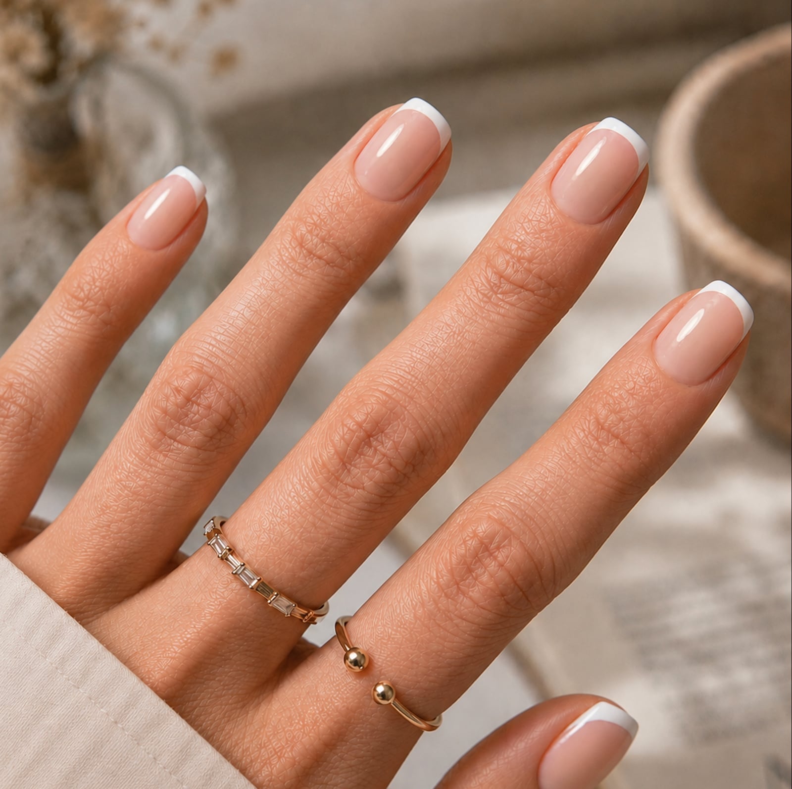 Classic White French Short Squoval Nails Classic White French Short Squoval Nails — Simple Squoval Nails