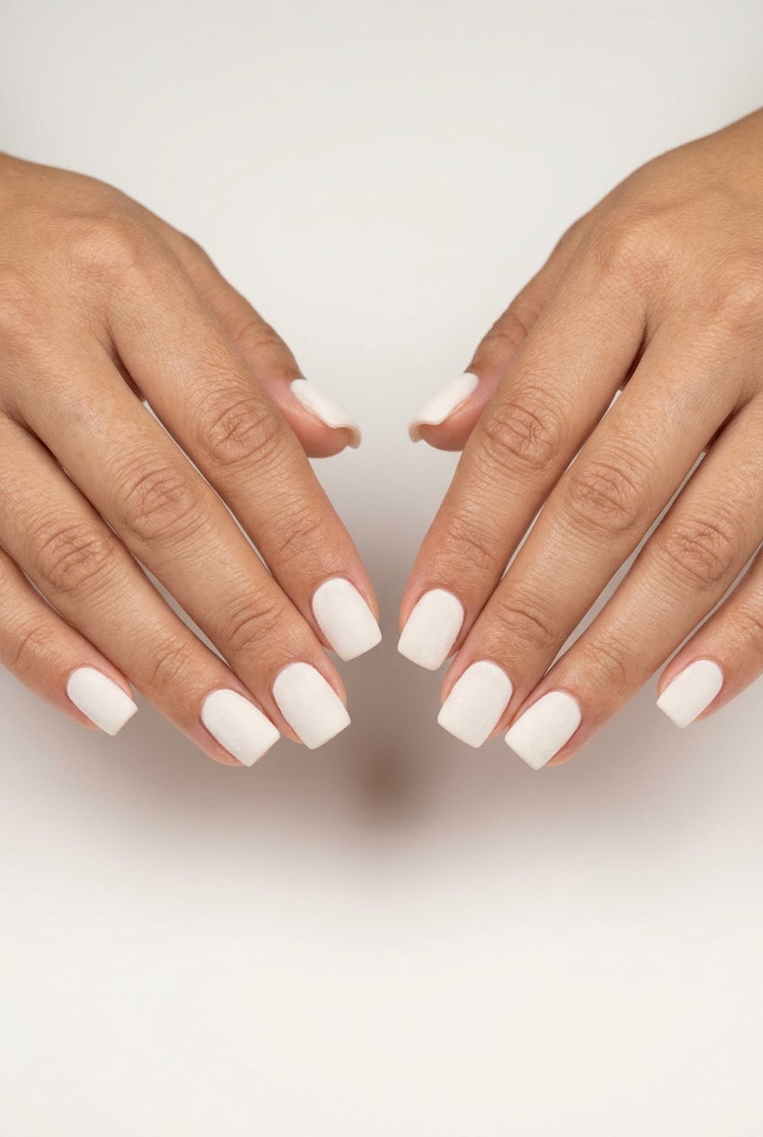 Uniform Off-White Matte Short Squoval Nails Uniform Off-White Matte Short Squoval Nails — Simple Squoval Nails