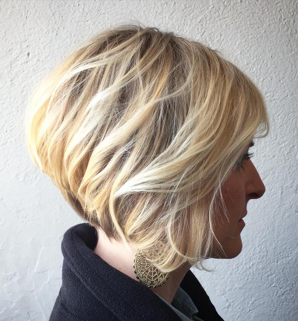 Platinum Blonde Textured Waves Bob Platinum Blonde Textured Waves Bob — Simple Stacked Bob
