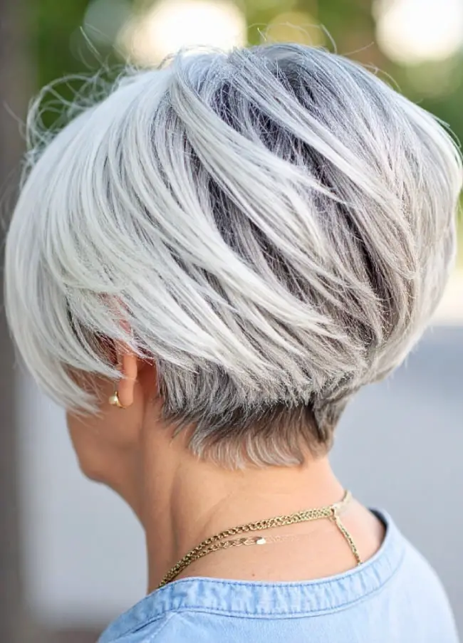 Textured Gray Stacked Bob Textured Gray Stacked Bob — Simple Stacked Bob