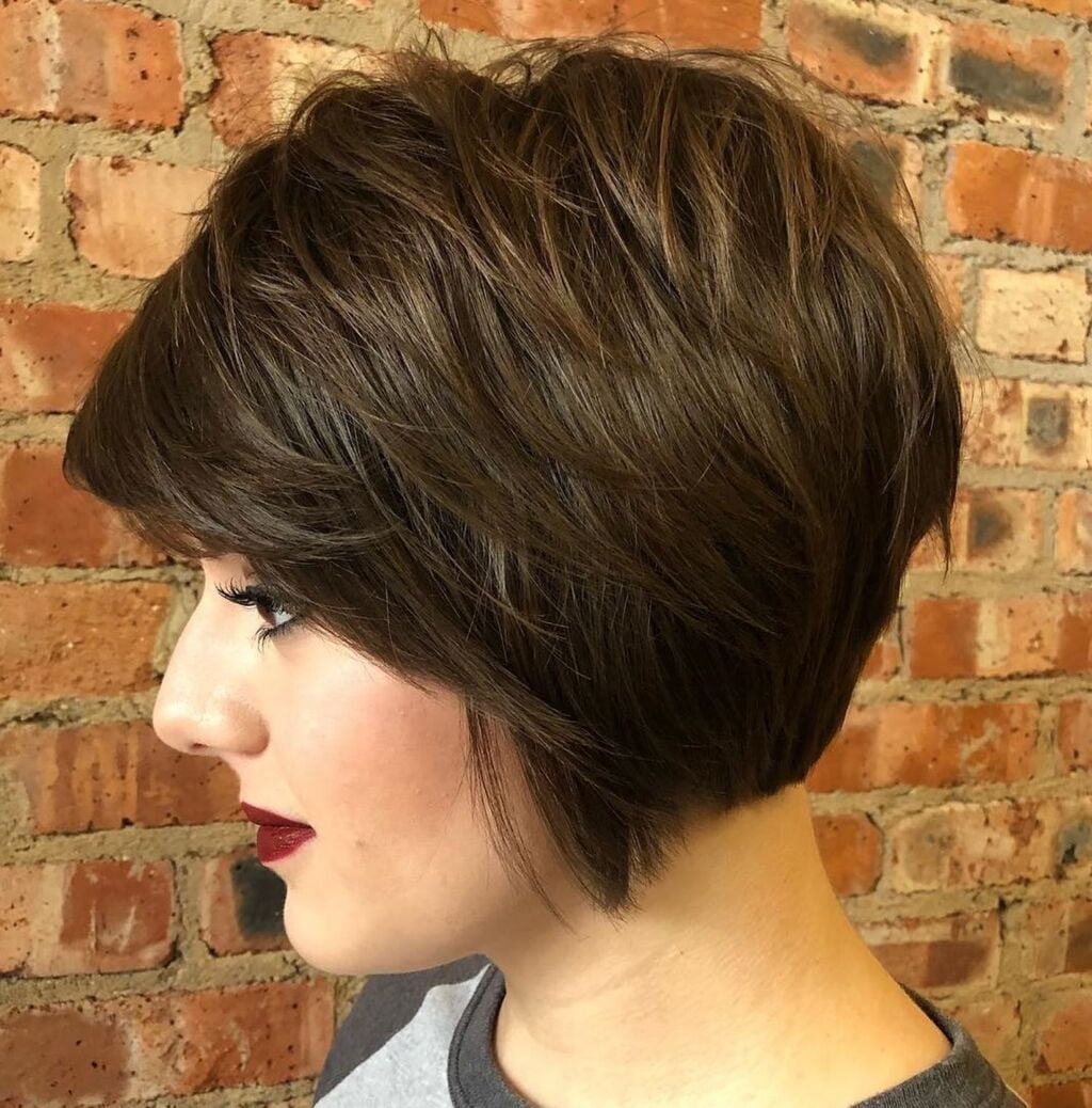 Choppy Layers With Short Bangs Choppy Layers With Short Bangs — Simple Stacked Bob