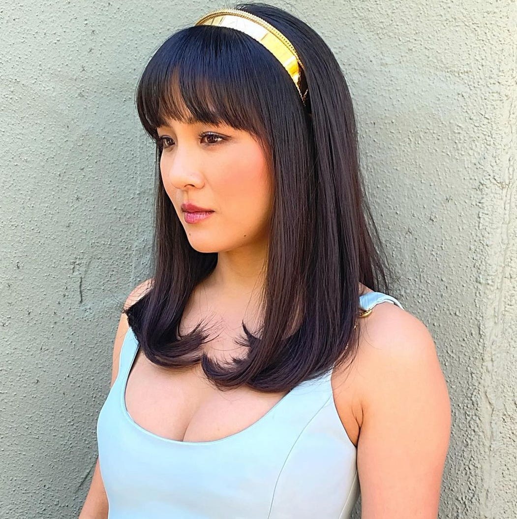 Collarbone Blunt Bob With Blunt Bangs, Dark Brown — Simple Straight Hair Haircuts