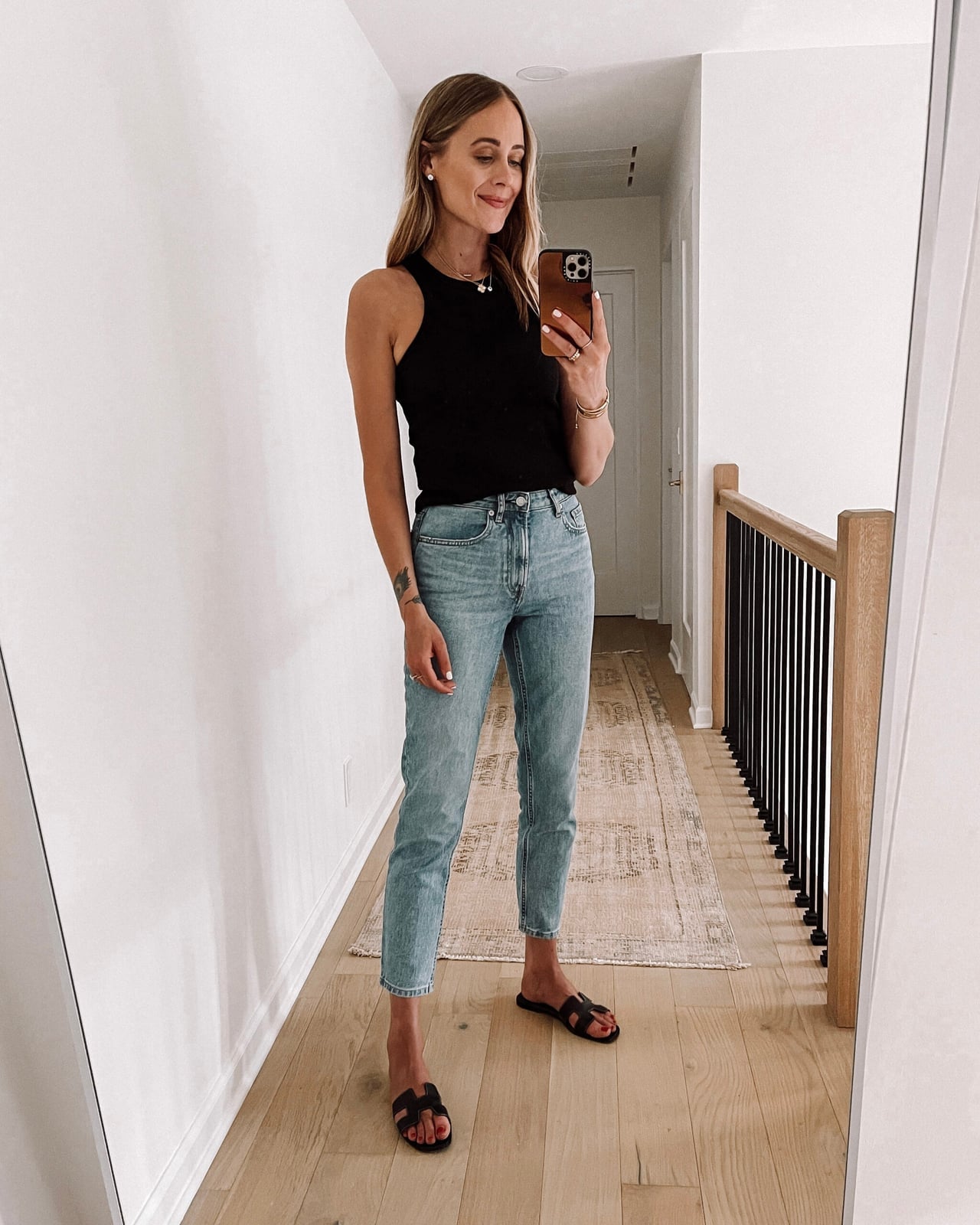 Ribbed Tank Top With Light Wash Jeans Ribbed Tank Top With Light Wash Jeans — Simple Straight Leg Jeans Outfits