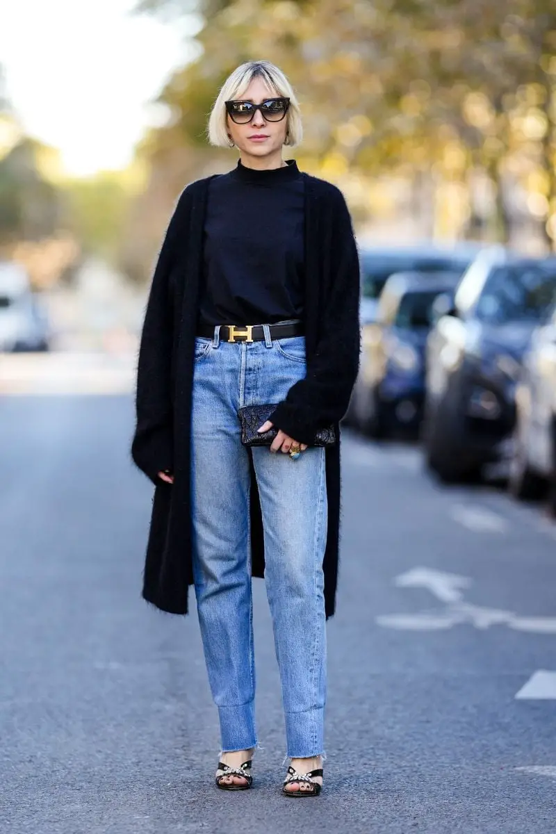 Long Fuzzy Cardigan With Straight Leg Jeans Long Fuzzy Cardigan With Straight Leg Jeans — Simple Straight Leg Jeans Outfits