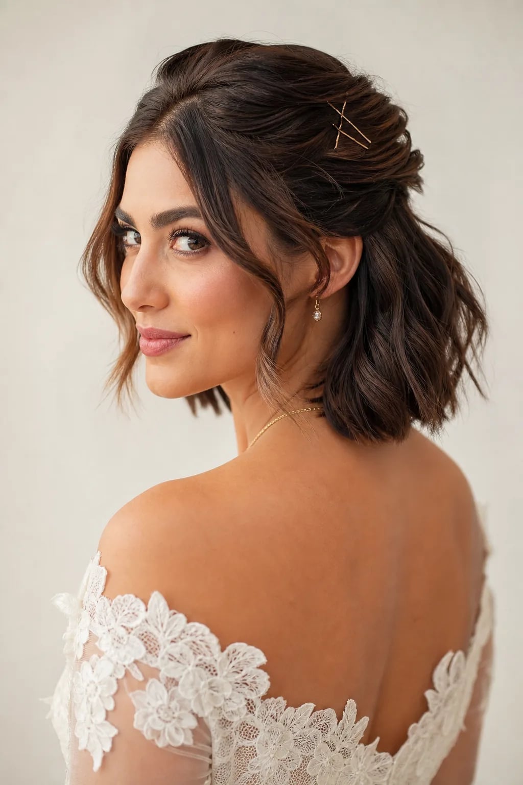 Collarbone Bob Half-Up With Side-Swept Bangs Collarbone Bob Half-Up With Side-Swept Bangs — Simple Strapless Dresses Hairstyles