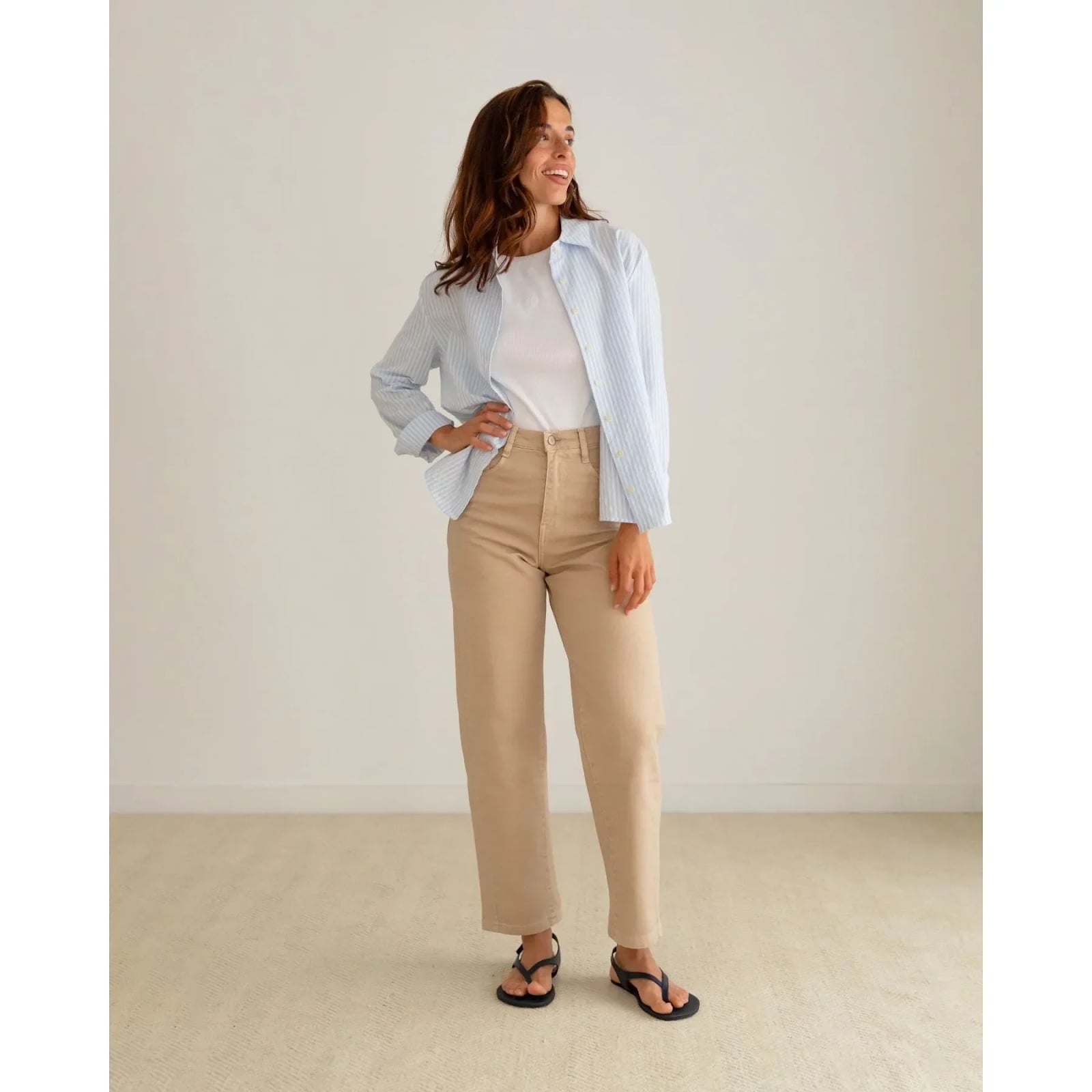 Tan Straight Leg Trousers with Layered Shirts Tan Straight Leg Trousers with Layered Shirts — Simple Tan Pants Outfits