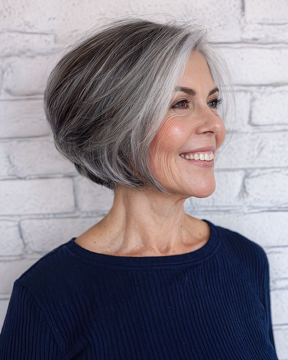 Gray Bob With Textured Layers — Simple Textured Bob
