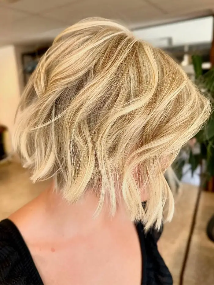 Textured Blonde Bob From Behind — Simple Textured Bob