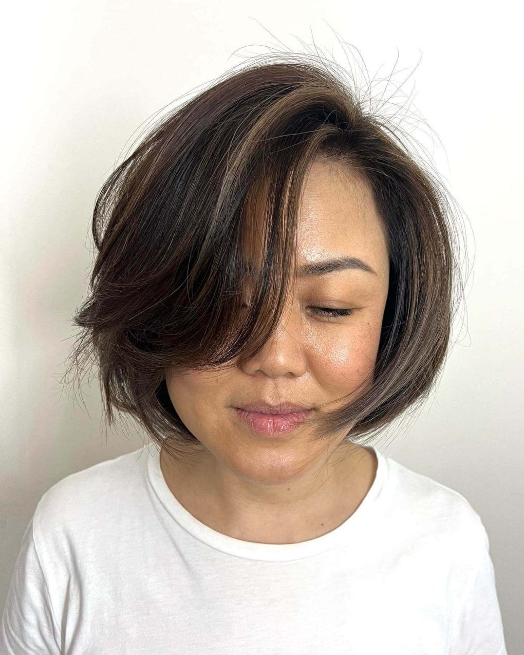 Dark Brown Bob With Textured Layers — Simple Textured Bob