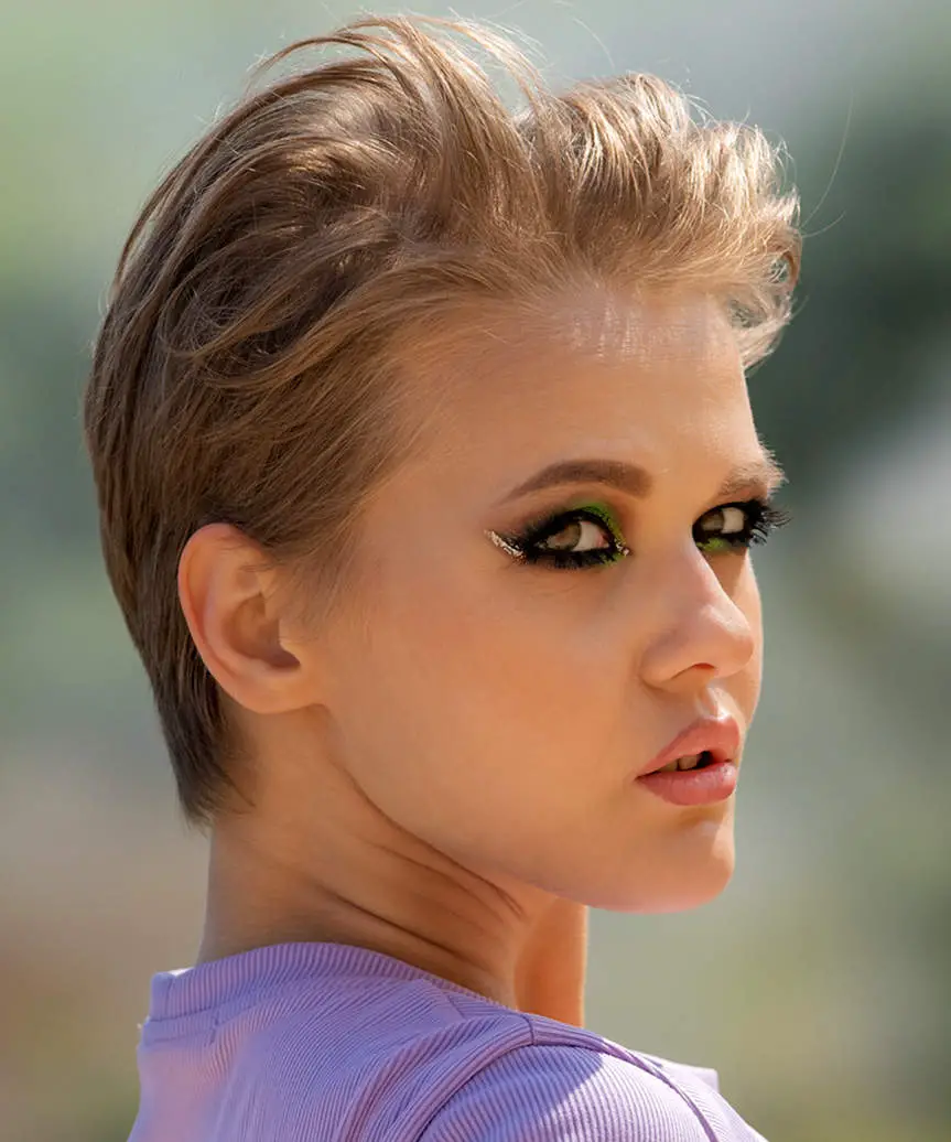 Textured Blonde Pixie Swept Back — Simple Textured Haircuts