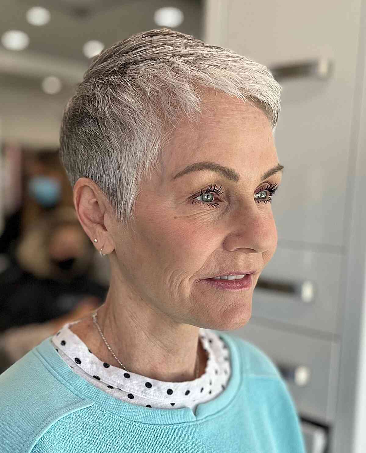 Natural Gray Pixie with Textured Top Natural Gray Pixie with Textured Top — Simple Textured Pixie