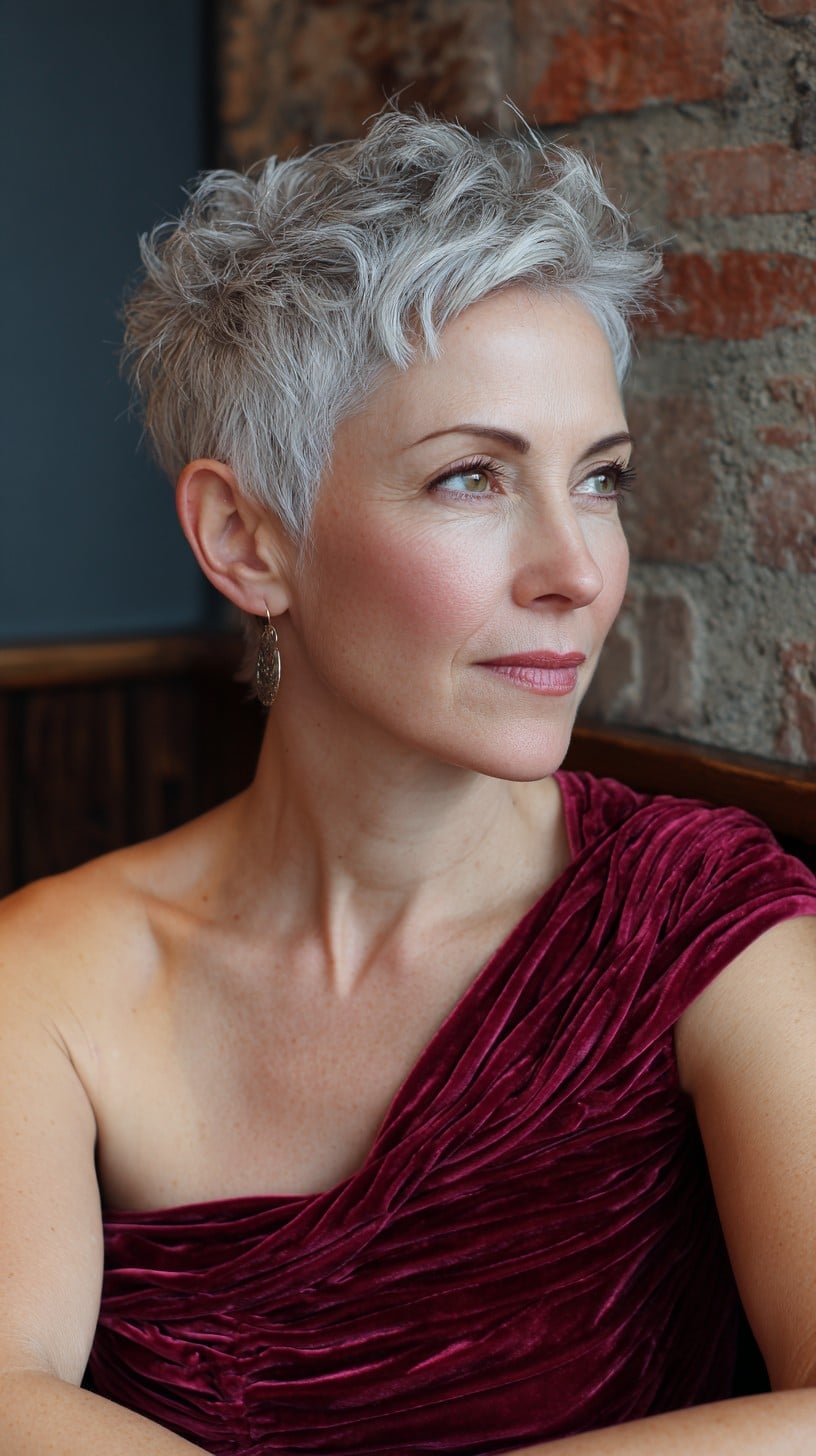 Dark Brown Layered Pixie with Piecey Bangs Dark Brown Layered Pixie with Piecey Bangs — Simple Textured Pixie