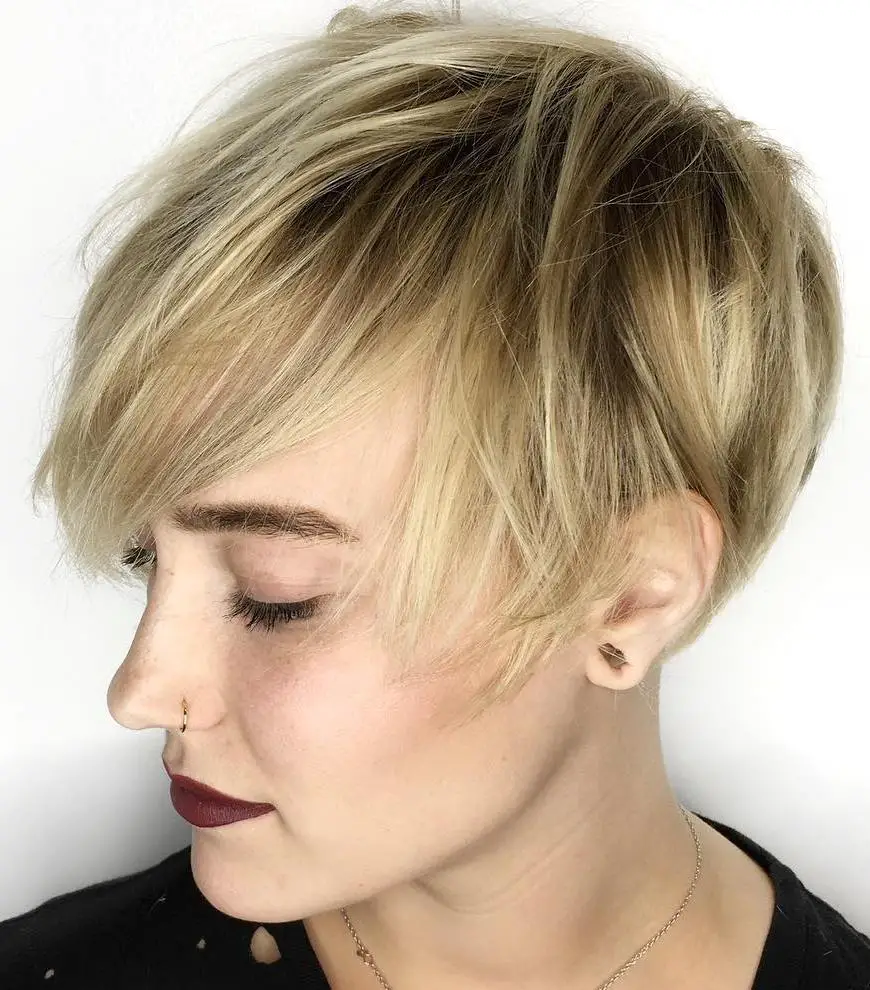 Light Blonde Pixie with Textured Fringe Light Blonde Pixie with Textured Fringe — Simple Textured Pixie