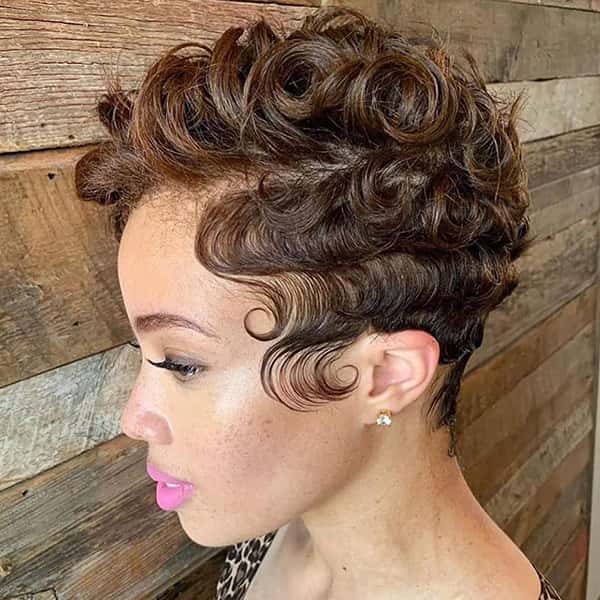 Dark Brown Pixie with Finger Waves Dark Brown Pixie with Finger Waves — Simple Textured Pixie
