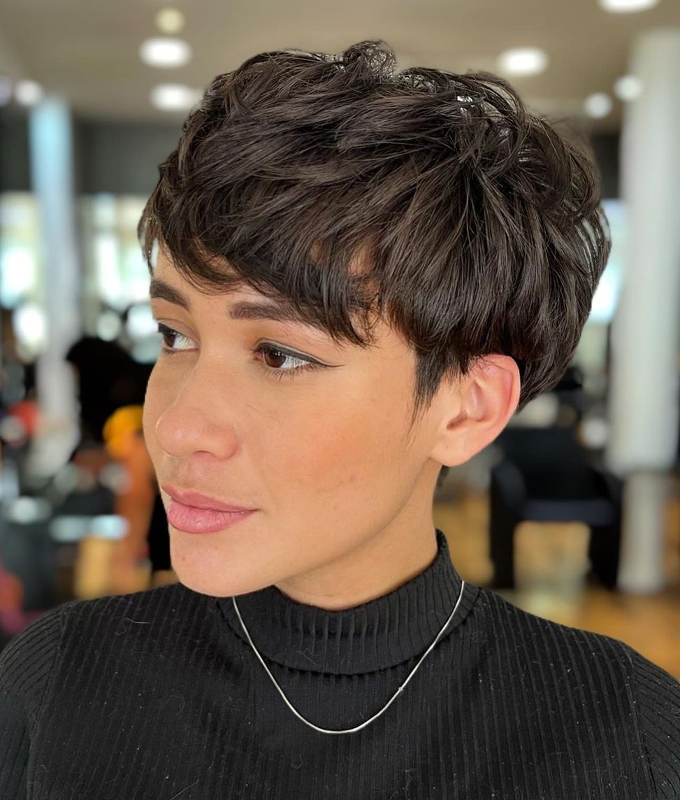 Piecey Dark Brown Pixie with Textured Layers Piecey Dark Brown Pixie with Textured Layers — Simple Textured Pixie