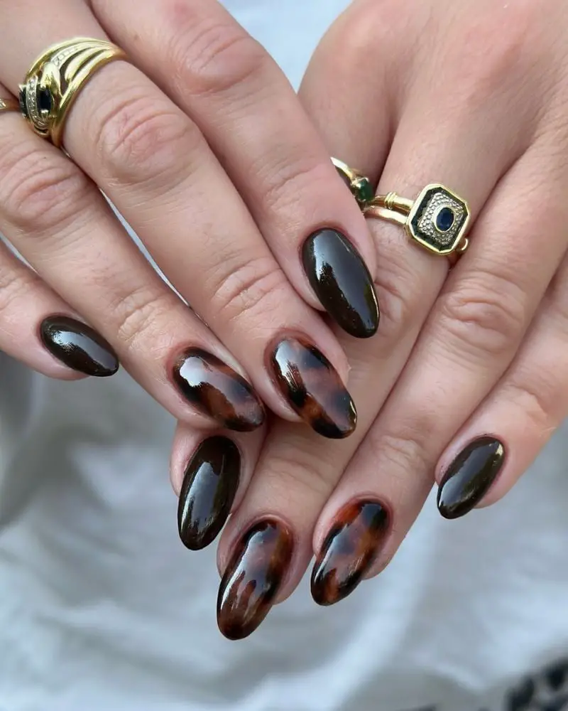 Medium Oval Deep Tortoise Pattern, Glossy Medium Oval Deep Tortoise Pattern, Glossy — Simple Tortoise Nails