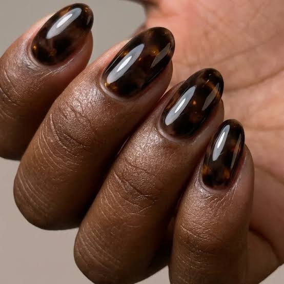 Medium Almond Teal and Tortoise Mix Medium Almond Teal and Tortoise Mix — Simple Tortoise Nails
