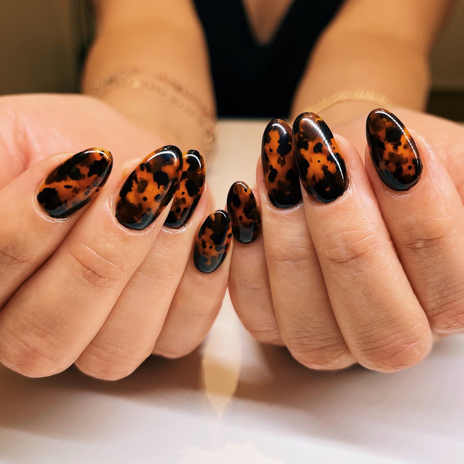 Intricate Tortoise Shell Medium Oval Nails — Simple Tortoise Shell Nails