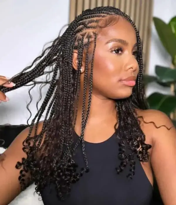 Mid-Back Cornrows With Ombre Box Braids Mid-Back Cornrows With Ombre Box Braids — Simple Tribal Braids Hairstyles