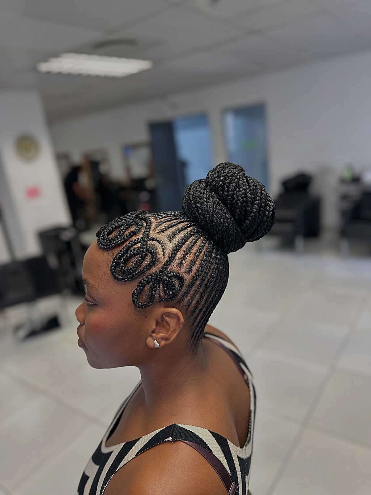 Mid-Back Cornrows With Intricate Geometric Patterns Mid-Back Cornrows With Intricate Geometric Patterns — Simple Tribal Braids Hairstyles